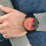  Shop Authentic Diesel Mega Chief Black Dial Black Leather Strap Watch For Men - DZ4323 - Luxxuri