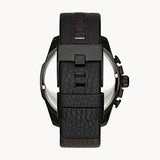  Shop Authentic Diesel Mega Chief Black Dial Black Leather Strap Watch For Men - DZ4323 - Luxxuri