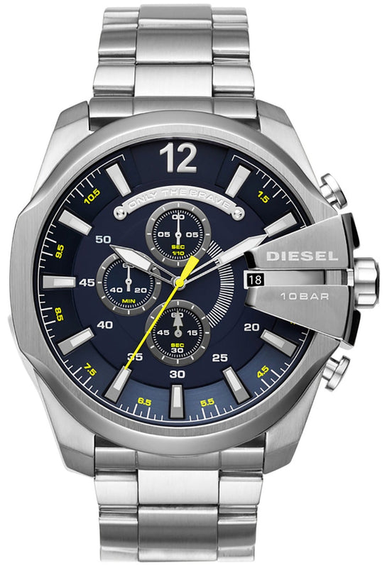  Shop Authentic Diesel Mega Chief Chronograph Blue Dial Silver Steel Strap Watch For Men - DZ4465 - Luxxuri