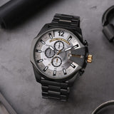  Shop Authentic Diesel Mega Chief Chronograph Grey Dial Black Steel Strap Watch For Men - DZ4479 - Luxxuri