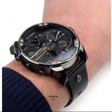 Shop Authentic Diesel Mr Daddy 2.0 Black Dial Black Leather Strap Watch For Men - DZ7348 - Luxxuri