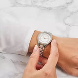  Shop Authentic Michael Kors Lauryn Quartz Mother of Pearl White Dial Two Tone Steel Strap Watch For Women - MK4366 - Luxxuri