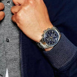  Shop Authentic Armani Exchange Hampton Chronograph Blue Dial Silver Steel Strap Watch For Men - AX2155 - Luxxuri