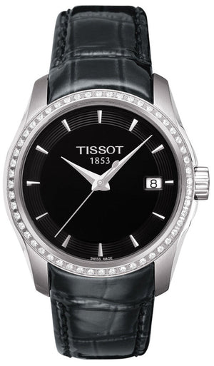  Shop Authentic Tissot T Trend Couturier Diamonds Black Dial Black Leather Strap Watch for Women - T035.210.66.051.00 - Luxxuri