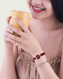  Shop Authentic Swarovski Crystal Flower Red Dial Red Leather Strap Watch for Women - 5552780 - Luxxuri
