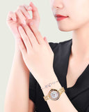  Shop Authentic Swarovski Lovely Crystals Mother of Pearl Dial Rose Gold Steel Strap Watch for Women - 5261496 - Luxxuri