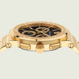  Shop Authentic Versace Greca Chronograph Black Dial Gold Steel Strap Watch For Men - VEZ900421 - Luxxuri