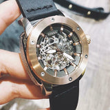  Shop Authentic Fossil Modern Machine Automatic Skeleton Dial Black Leather Strap Watch for Men - ME3082 - Luxxuri