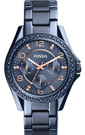  Shop Authentic Fossil Riley Quartz Blue Dial Blue Steel Strap Watch for Women - ES4294 - Luxxuri