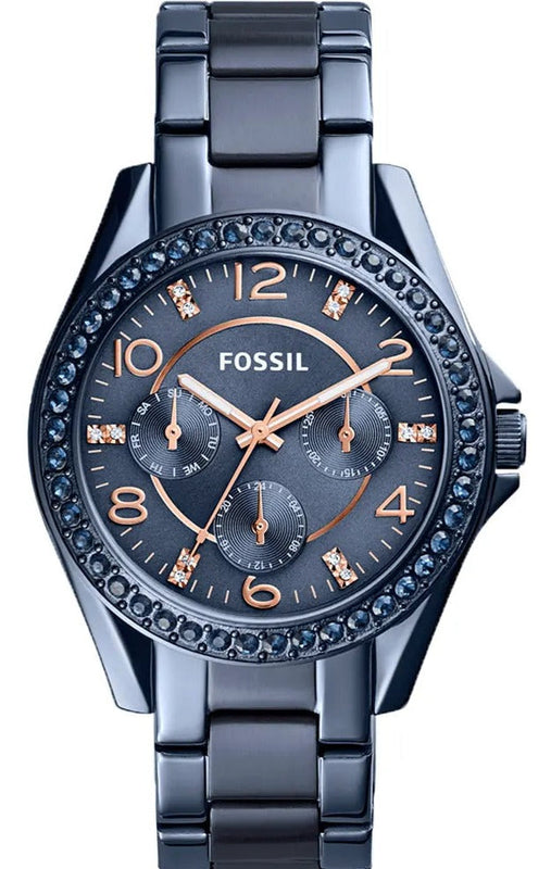  Shop Authentic Fossil Riley Quartz Blue Dial Blue Steel Strap Watch for Women - ES4294 - Luxxuri