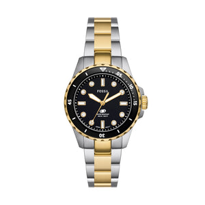  Shop Authentic Fossil Blue Dive Three Hand Black Dial Two Tone Steel Strap Watch For Women - ES5349 - Luxxuri
