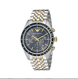  Shop Authentic Emporio Armani Tazio Chronograph Blue Dial Gold & Silver Stainless Steel Strap Watch For Men - AR8030 - Luxxuri