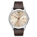  Shop Authentic Emporio Armani Luigi Analog Bronze Dial Brown Leather Strap Watch For Men - AR11096 - Luxxuri