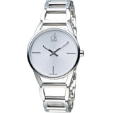  Shop Authentic Calvin Klein Stately White Dial Silver Steel Strap Watch for Women - K3G23126 - Luxxuri