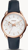  Shop Authentic Fossil Tailor White Dial Blue Leather Strap Watch for Women - ES4260 - Luxxuri