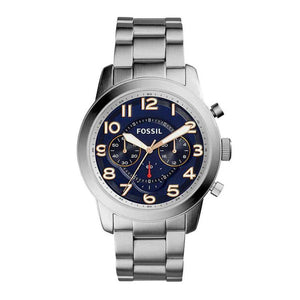  Shop Authentic Fossil Pilot 54 Chronograph Navy Blue Dial Silver Steel Strap Watch for Men - FS5203 - Luxxuri