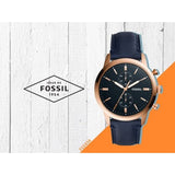  Shop Authentic Fossil Townsman Chronograph Blue Dial Blue Leather Strap Watch for Men - FS5436 - Luxxuri