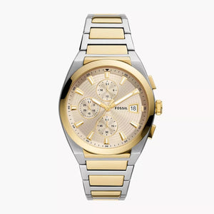  Shop Authentic Fossil Everett Chronograph Gold Dial Two Tone Steel Strap Watch for Men - FS5796 - Luxxuri