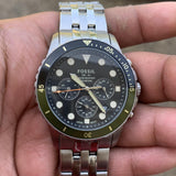  Shop Authentic Fossil FB-01 Chronograph Black Dial Silver Steel Strap Watch for Men - FS5864 - Luxxuri