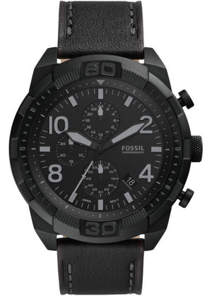  Shop Authentic Fossil Bronson Chronograph Black Dial Black Leather Strap Watch for Men - FS5874 - Luxxuri