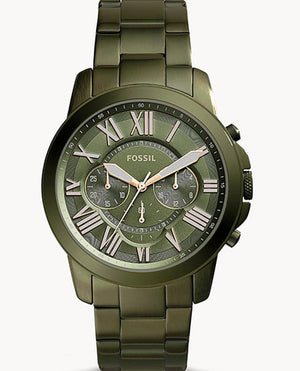  Shop Authentic Fossil Grant Chronograph Olive Green Dial Green Steel Strap Watch for Men - FS5375 - Luxxuri