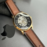  Shop Authentic Fossil Neutra Automatic Skeleton Black Dial Brown Leather Strap Watch for Men - ME3195 - Luxxuri