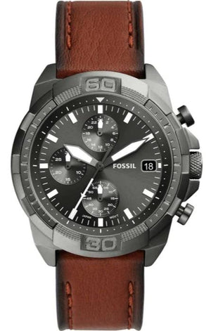  Shop Authentic Fossil Bronson Chronograph Grey Dial Brown Leather Strap Watch for Men - FS5855 - Luxxuri