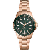  Shop Authentic Fossil Blue Dive Three Hand Green Dial Rose Gold Steel Strap Watch For Women - ES5371 - Luxxuri