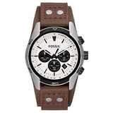  Shop Authentic Fossil Coachman Chronograph White Dial Brown Leather Strap Watch for Men - CH2890 - Luxxuri