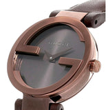  Shop Authentic Gucci G Interlocking Brown Dial Brown Leather Strap Watch For Women - YA133504 - Luxxuri