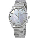  Shop Authentic Gucci G-Timeless Mother of Pearl Dial Silver Mesh Bracelet Watch For Women - YA1264040 - Luxxuri