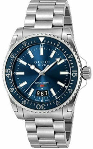  Shop Authentic Gucci Dive Quartz Blue Dial Silver Steel Strap Watch For Men - YA136311 - Luxxuri