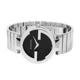  Shop Authentic Gucci G Interlocking Black Dial Silver Steel Strap Watch For Women - YA133307 - Luxxuri