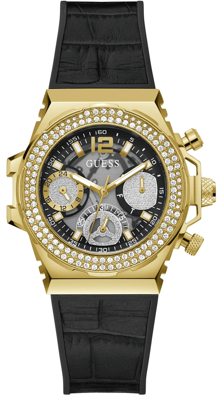 Shop Authentic Guess Fusion Chronograph Black Dial Black Leather Strap Watch For Women - GW0553L4 - Luxxuri