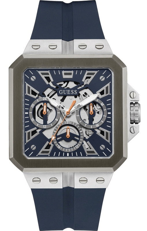  Shop Authentic Guess Leo Chronograph Navy Blue Dial Blue Silicone Strap Watch For Men - GW0637G1 - Luxxuri