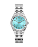  Shop Authentic Guess Cosmo Diamonds Turquoise Dial Silver Steel Strap Watch for Women - GW0033L7 - Luxxuri