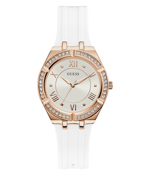  Shop Authentic Guess Cosmo Diamonds Silver Dial White Rubber Strap Watch for Women - GW0034L2 - Luxxuri