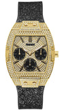  Shop Authentic Guess Raven Diamonds Champagne Dial Black Rubber Strap Watch For Women - GW0105L2 - Luxxuri