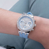  Shop Authentic Guess Confetti Crystal Silver Dial Blue Rubber Strap Watch For Women - W1098L3 - Luxxuri