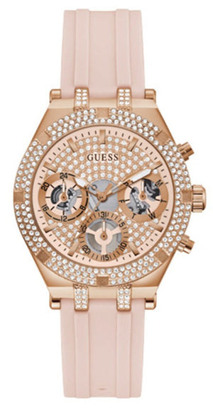  Shop Authentic Guess Heiress Diamonds Rose Gold Dial Pink Rubber Strap Watch for Women - GW0407L3 - Luxxuri