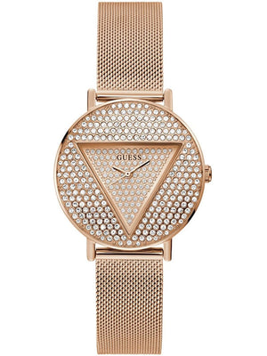  Shop Authentic Guess Iconic Diamonds Rose Gold Dial Rose Gold Mesh Bracelet Watch For Women - GW0477L3 - Luxxuri
