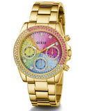  Shop Authentic Guess Confetti Chronograph Rainbow Dial Gold Steel Strap Watch For Women  - GW0483L4 - Luxxuri