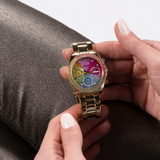  Shop Authentic Guess Confetti Chronograph Rainbow Dial Gold Steel Strap Watch For Women  - GW0483L4 - Luxxuri