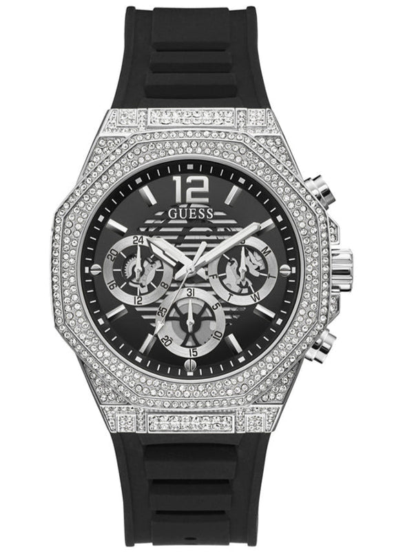  Shop Authentic Guess Momentum Chronograph Crystals Black Dial Black Silicone Strap Watch For Men - GW0518G1 - Luxxuri