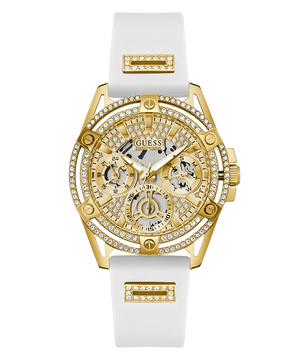  Shop Authentic Guess Queen Quartz Gold Dial White Silicone Strap Watch For Women - GW0536L2 - Luxxuri