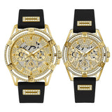  Shop Authentic Guess King Quartz Crystals Gold Dial Black Silicone Strap Watch For Men - GW0537G2 - Luxxuri
