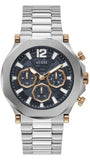 Guess Edge Chronograph Black Dial Silver Steel Strap Watch For Men - GW0539G1