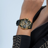  Shop Authentic Guess Asteria Multifunction Gold Dial Black Rubber Strap Watch For Women - GW0620L2 - Luxxuri