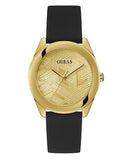 Shop Authentic Guess Cubed Analog Gold Dial Black Silicone Strap Watch For Women - GW0665L1 - Luxxuri