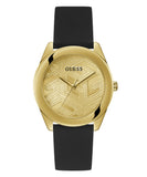  Shop Authentic Guess Cubed Analog Gold Dial Black Silicone Strap Watch For Women - GW0665L1 - Luxxuri